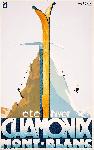 Poster ancien de Henry REB Eté hiver Chamonix Mont-Blanc