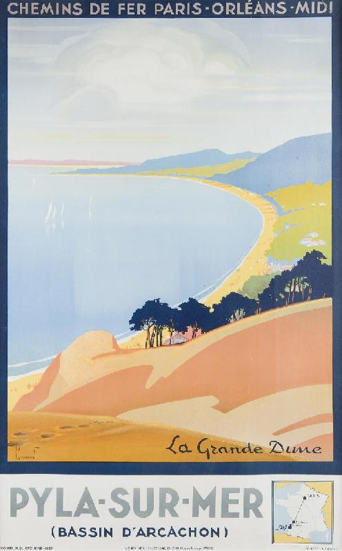 Poster ancien de Pierre COMMARMOND Pyla-sur-mer