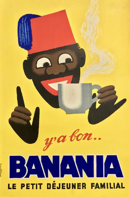 Affiche vintage Banania, petit déjeuner familial