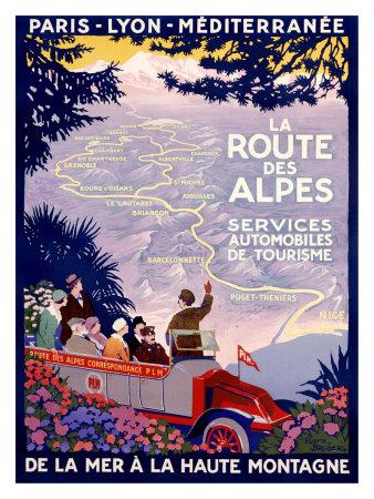 Affiche publicitaire de Roger BRODERS La Route des Alpes