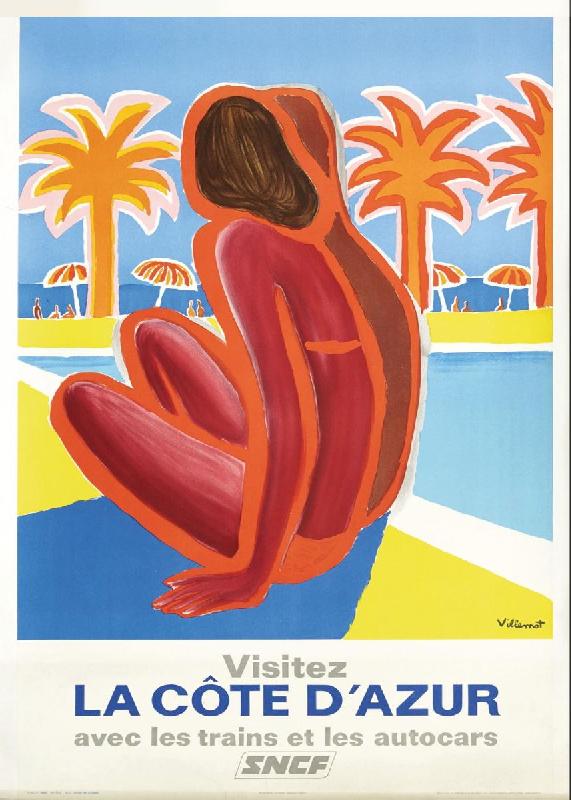 Affiche publicitaire de Bernard VILLEMOT Côte d'Azur
