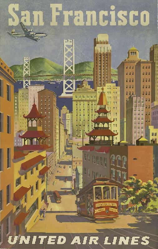 Affiche vintage San Francisco via TWA