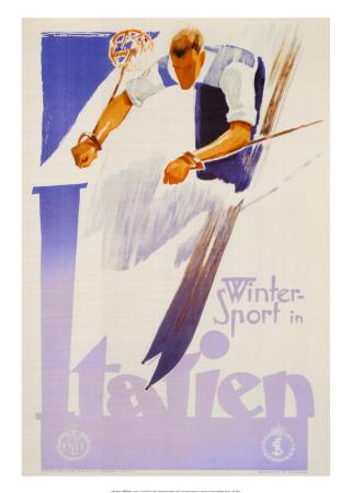 Affiche vintage de Frantz LENHART Winter sports Italien