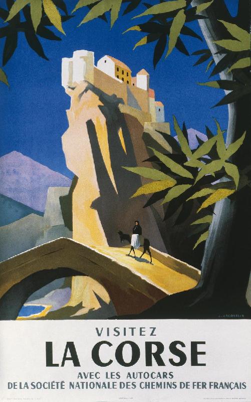 Affiche vintage de JACQUELIN Visitez la Corse