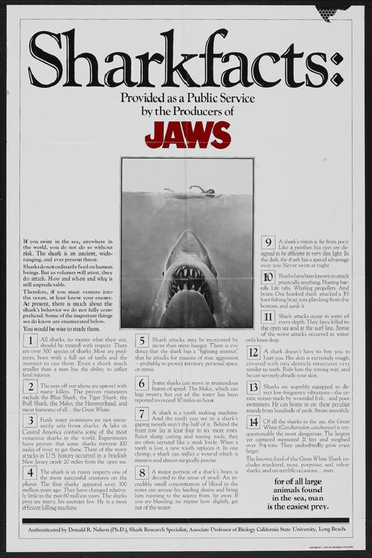Affiche noir et blanc des Dents de la mer (jaws)