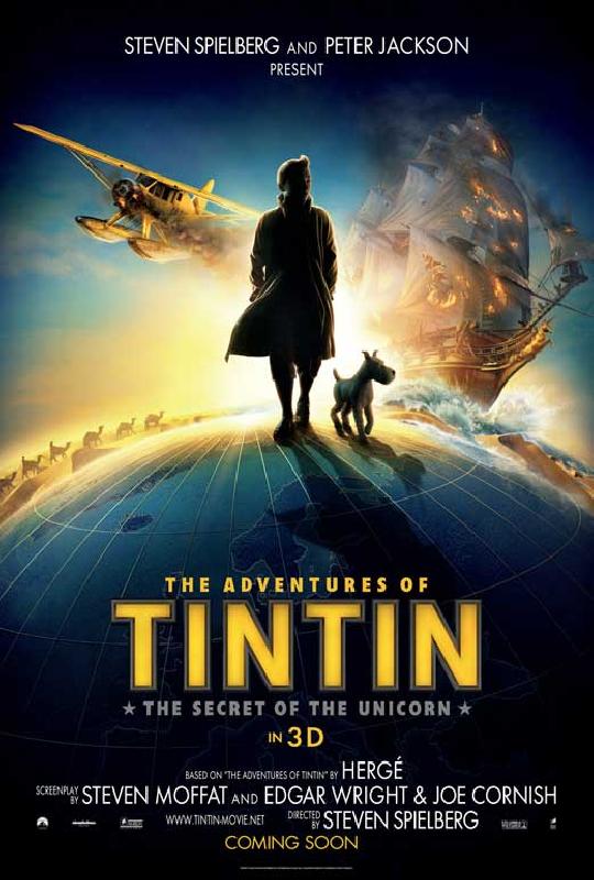 Affiche du film des Aventures de Tintin Le secret de la Licorne