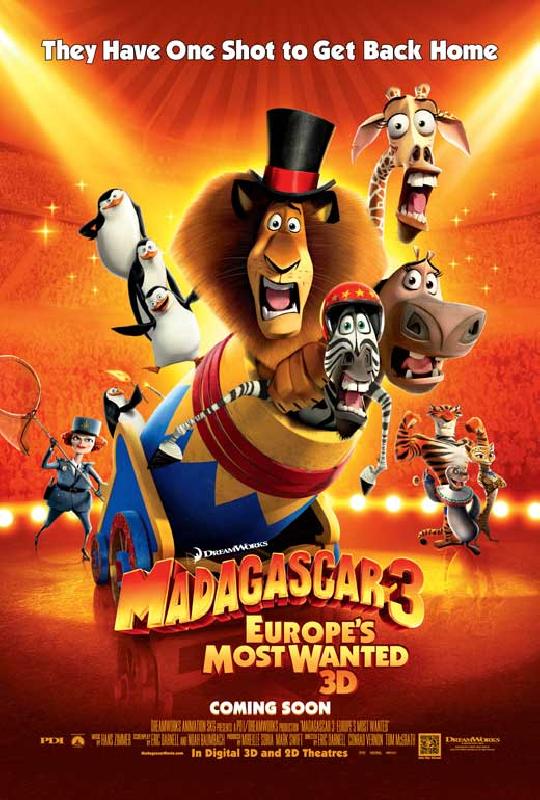 Affiche du film animé Madagascar 3 Bons Baisers D'Europe