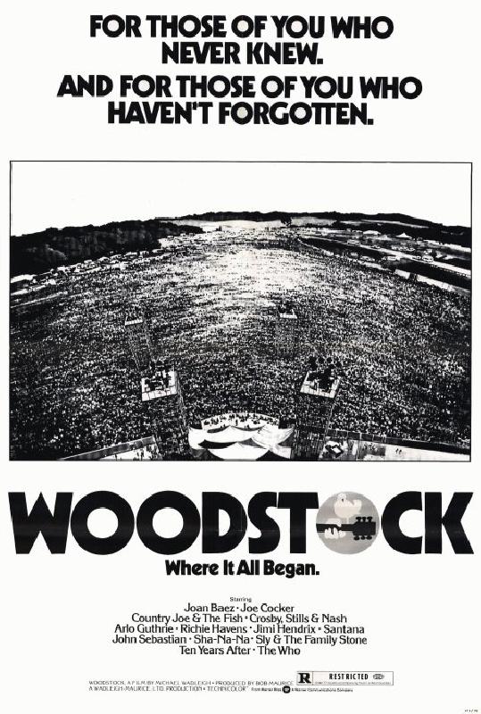 Affiche noir & blanc du documentaire Woodstock