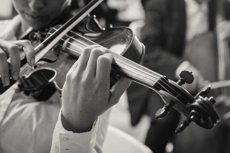 Photo noir & blanc d'un violoniste 