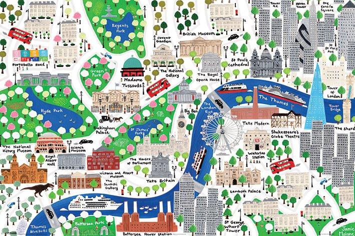 Affiche d'un plan de Londres 
