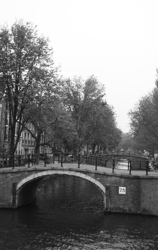 Photo noir et blanc pont d'amsterdam