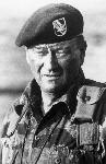Photo noir et blanc de John Wayne militaire