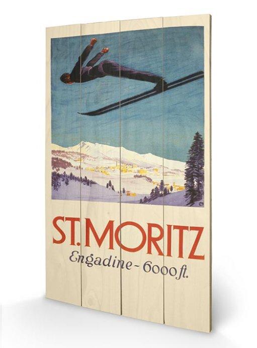 Impression sur bois Publicité de la station St Moritz