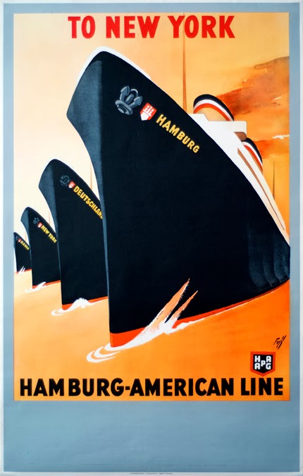Affiche ancienne To New York, Hamburg-American Line