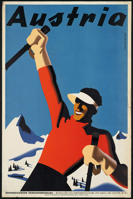 Affiche ancienne Austria, Europe ski