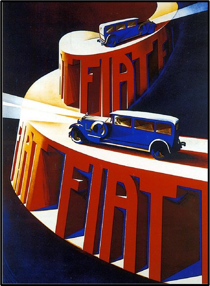 Affiche ancienne publicité Fiat, Automobile