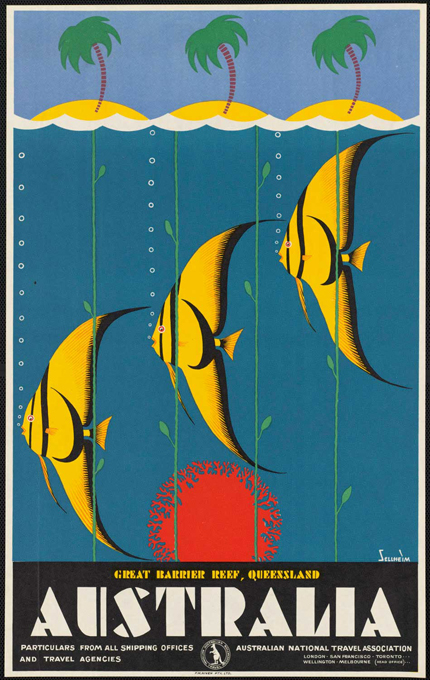 Affiche ancienne publicité Great Barrier Reef, Australia