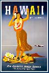 Affiche ancienne publicité Hawaii, Pan American Airways