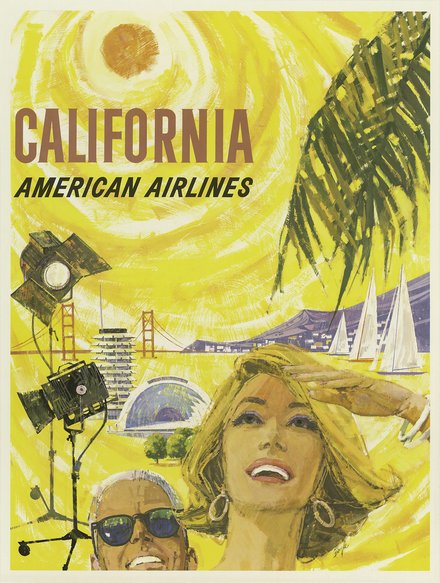 Affiche ancienne publicité California, American Airlines