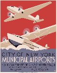 Affiche publicitaire vintage City of New York Municipal Airports