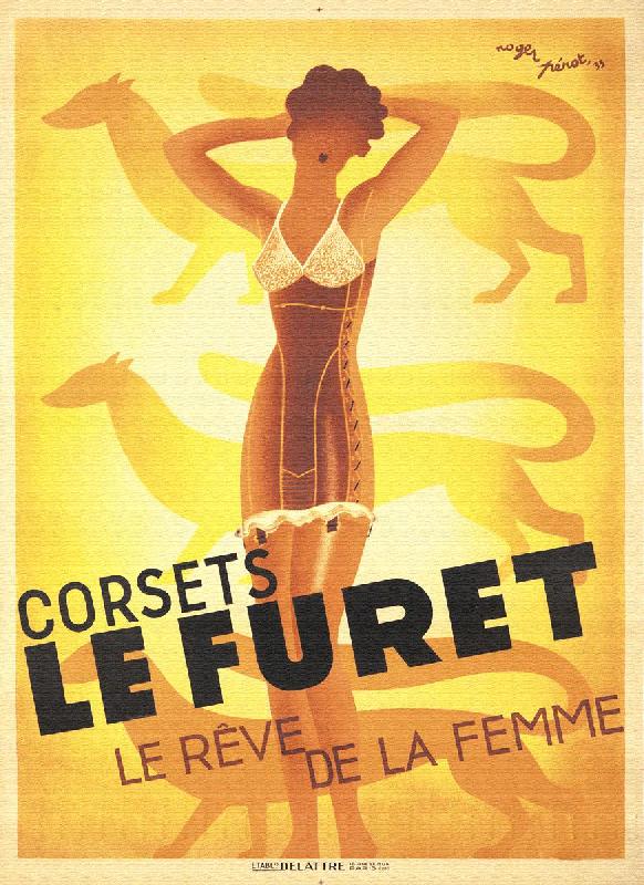Affiche publicité vintage Corsets Le Furet by Roger Perot