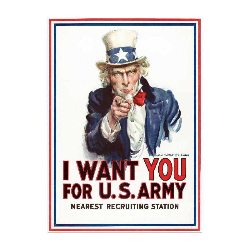 Affiche publicité vintage guerre I Want You for US Army, Nearest Recruiting Station