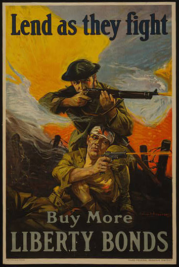Affiche publicité vintage guerre Lend as They Fight, Buy More Liberty Bonds 
