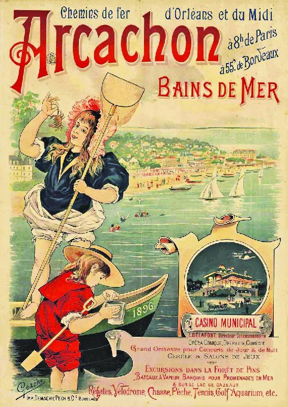 Affiche vintage d'Arcachon Bains de Mer 