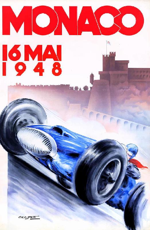 Affiche ancienne du grand prix de Monte Carlo 1948 