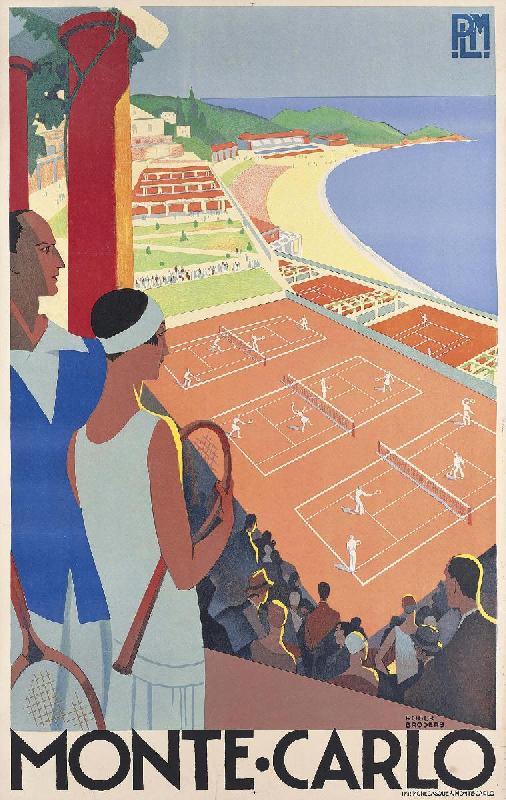 Affiche ancienne Tennis Monte Carlo 