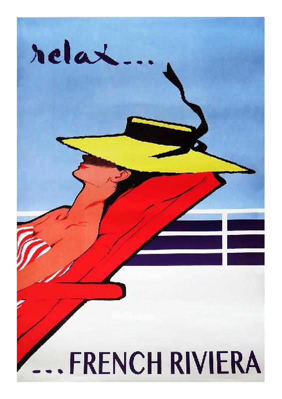 Affiche vintage La Cote d'Azur Relax 