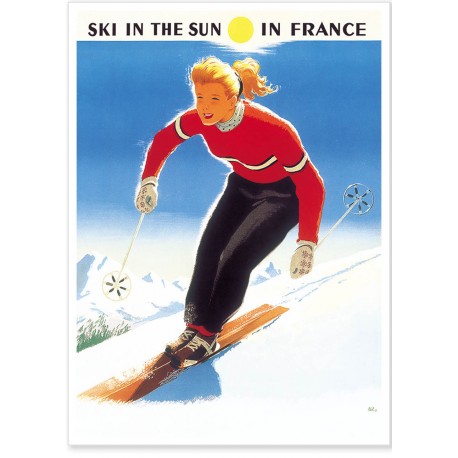 Affiche vintage Ski in the Sun Alpes 