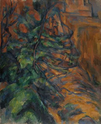 Poster reproduction du tableau de Paul Cézanne Rochers et branches à Bibémus