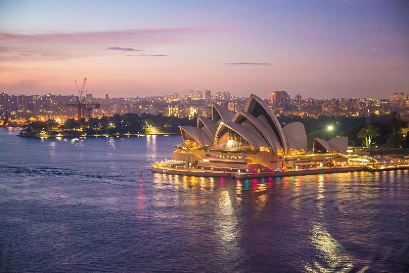 Photo opéra de Sydney en Australie à la tombée de la nuit
