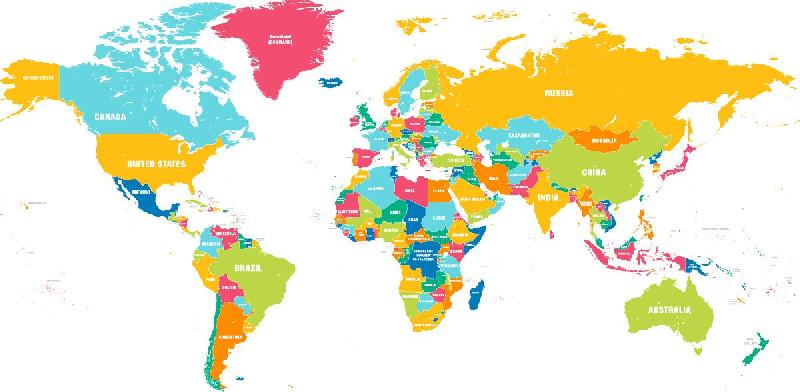 Carte du monde colorée