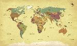 Carte du monde effet ancien avec noms de pays en Anglais