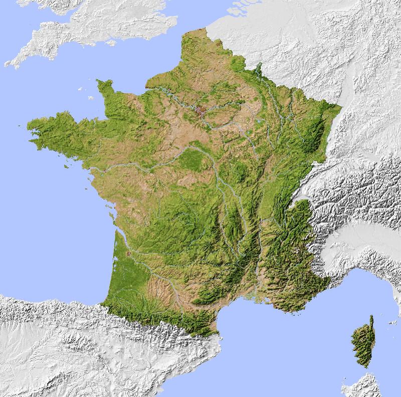 Carte des reliefs en France