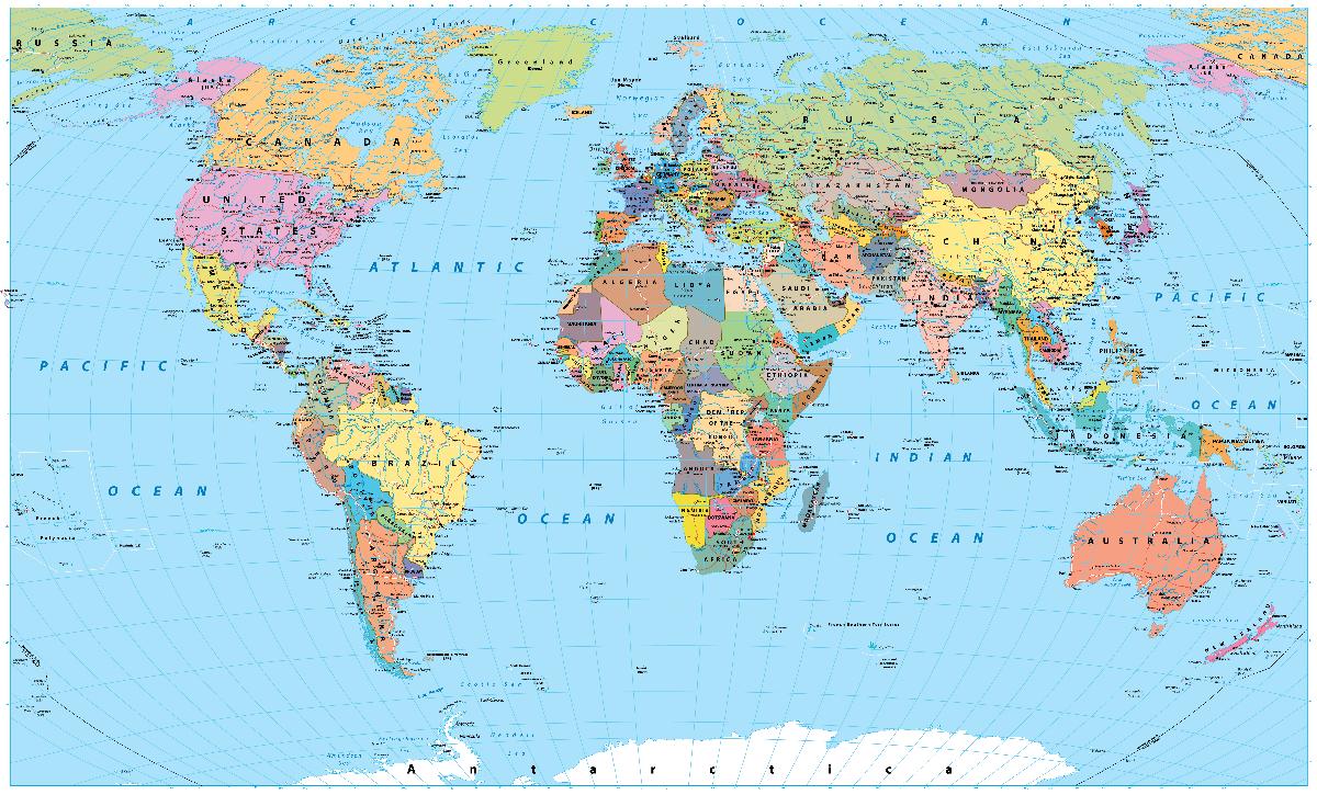 Photo Poster art Encadrée Imprimer-carte du monde avec des mots que les pays