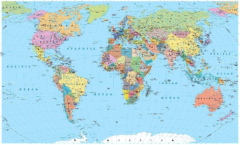 Carte du monde détaillé planisphère