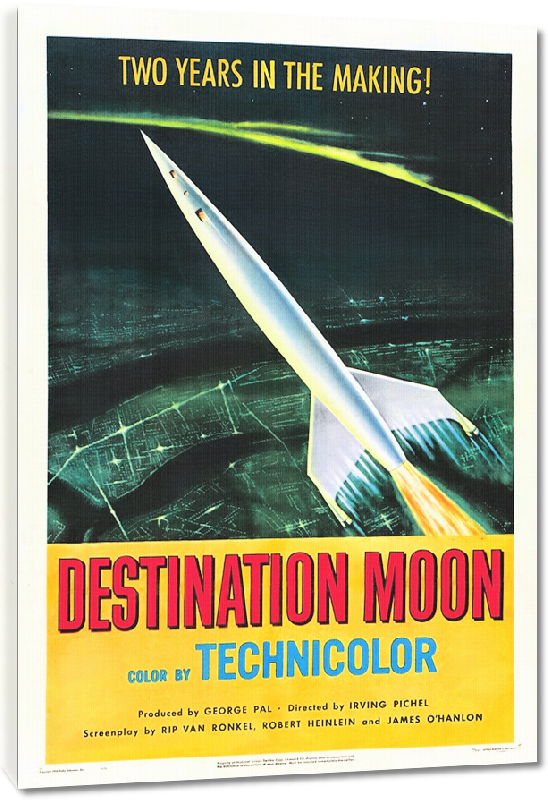 Toiles imprimées Affiche ancienne publicité : destination la lune