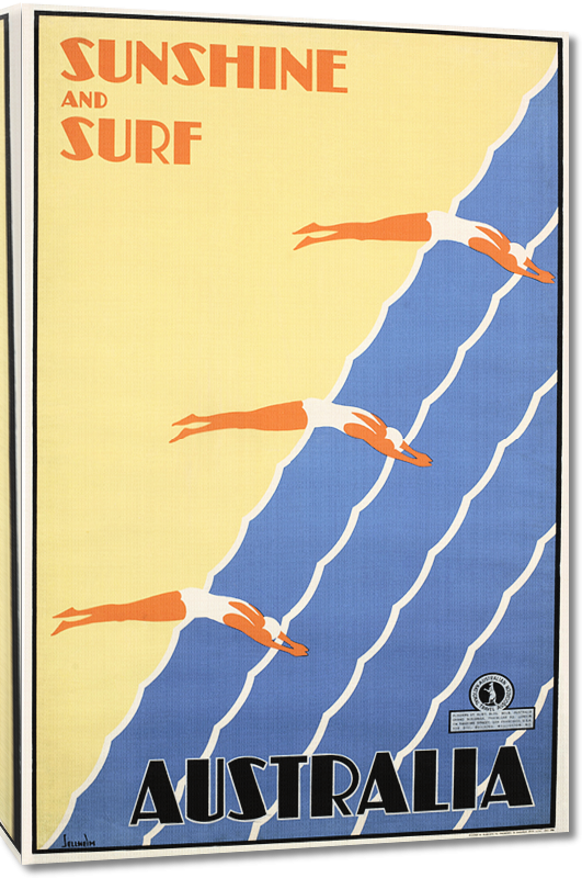 Toiles imprimées Affiche ancienne publicité plage Australie