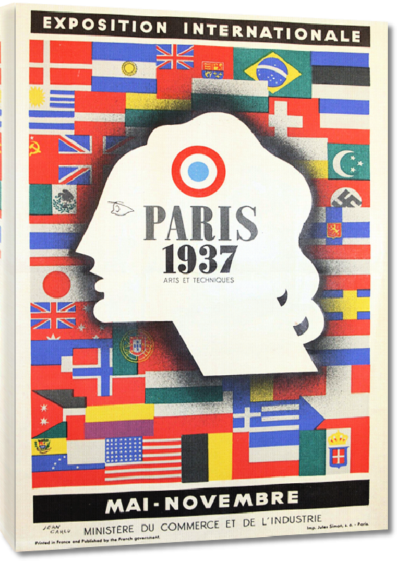 Toiles imprimées Affiche ancienne exposition universelle de Paris 1937
