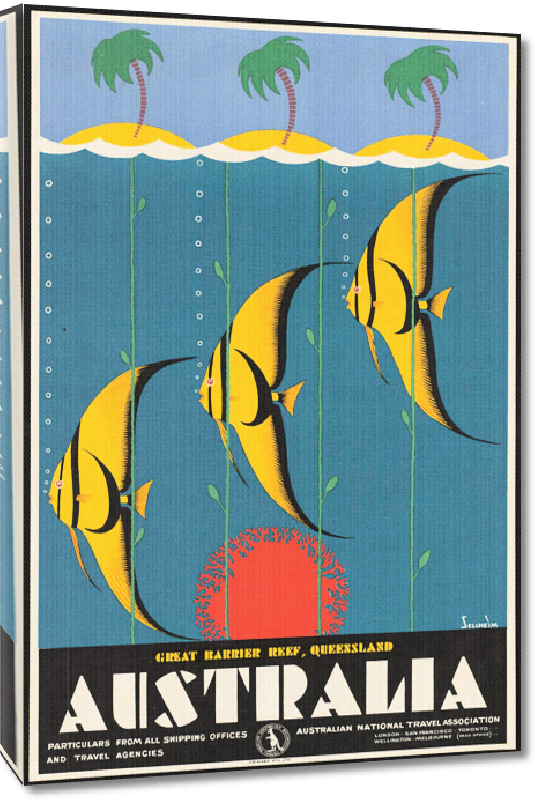 Toiles imprimées Affiche ancienne publicité Great Barrier Reef, Australia