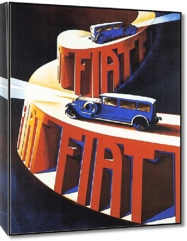 Toiles imprimées Affiche ancienne publicité Fiat, Automobile