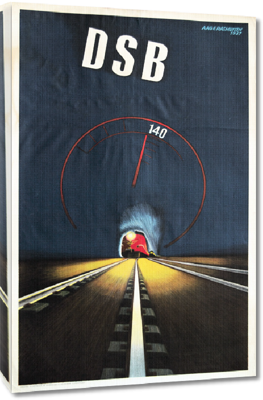 Toiles imprimées Affiche ancienne DSB Danish Rail Speed Train Poster