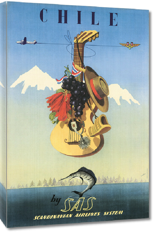 Toiles imprimées Affiche ancienne Chile, Scandinavian Airlines System
