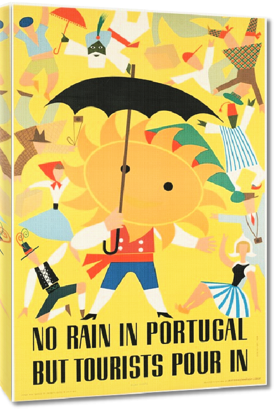 Toiles imprimées Affiche ancienne No Rain in Portugal But Tourists Pour In