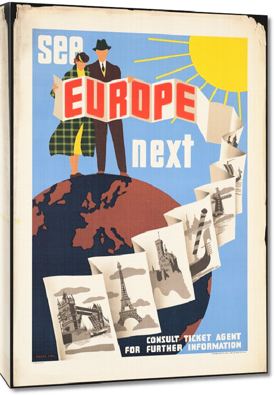 Toiles imprimées Affiche ancienne See Europe Next