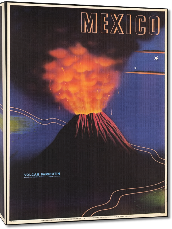 Toiles imprimées Affiche ancienne Mexico Paricutin Volcano