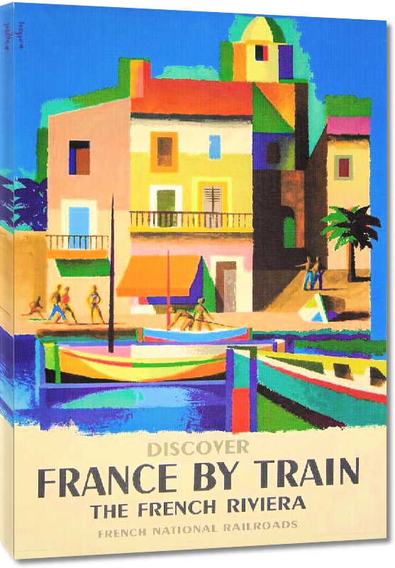 Toiles imprimées Affiche publicitaire ancienne Discover France by Train, The French Riviera, French National Railroads